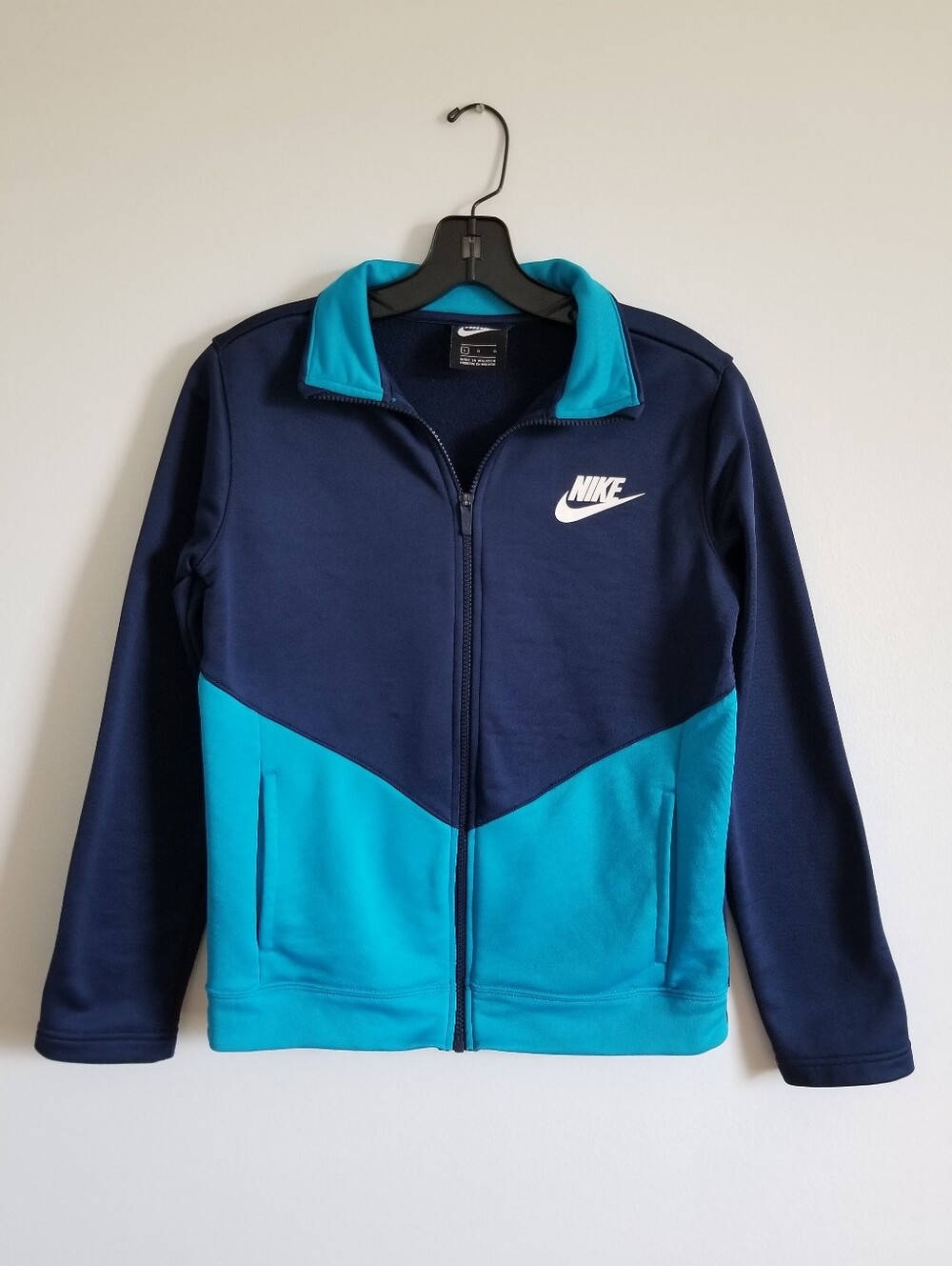 Nike Girl's Navy and Light Blue Full-Zip Performance Jacket( Youth)